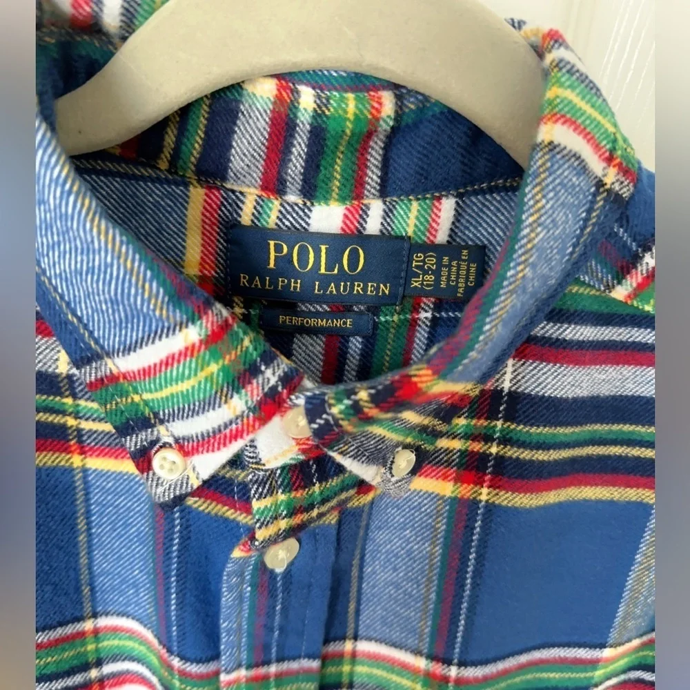 Ralph Lauren Blue and Red Casual Button Down Shirt